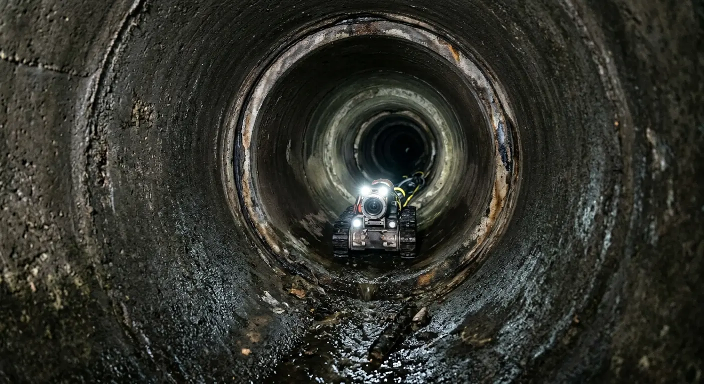 Robotic sewer camera inspecting pipe interior for Drain Snake Service in Atmore
